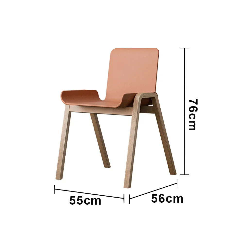 LIVARA Modern Meeting Chair - Ergonomic PP Plastic Seat with Solid Bentwood Legs, Lightweight Minimalist Design for Office & Dining Use - Orange & Natural Wood - Image 5