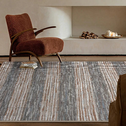 LIVARA 160/200cm Grey-Blend Stripe Loop-Pile Rug - Non-Slip Eco Cotton-Latex Backing, Soft & Durable, Easy to Clean - Natural Grey Mix - Image 4