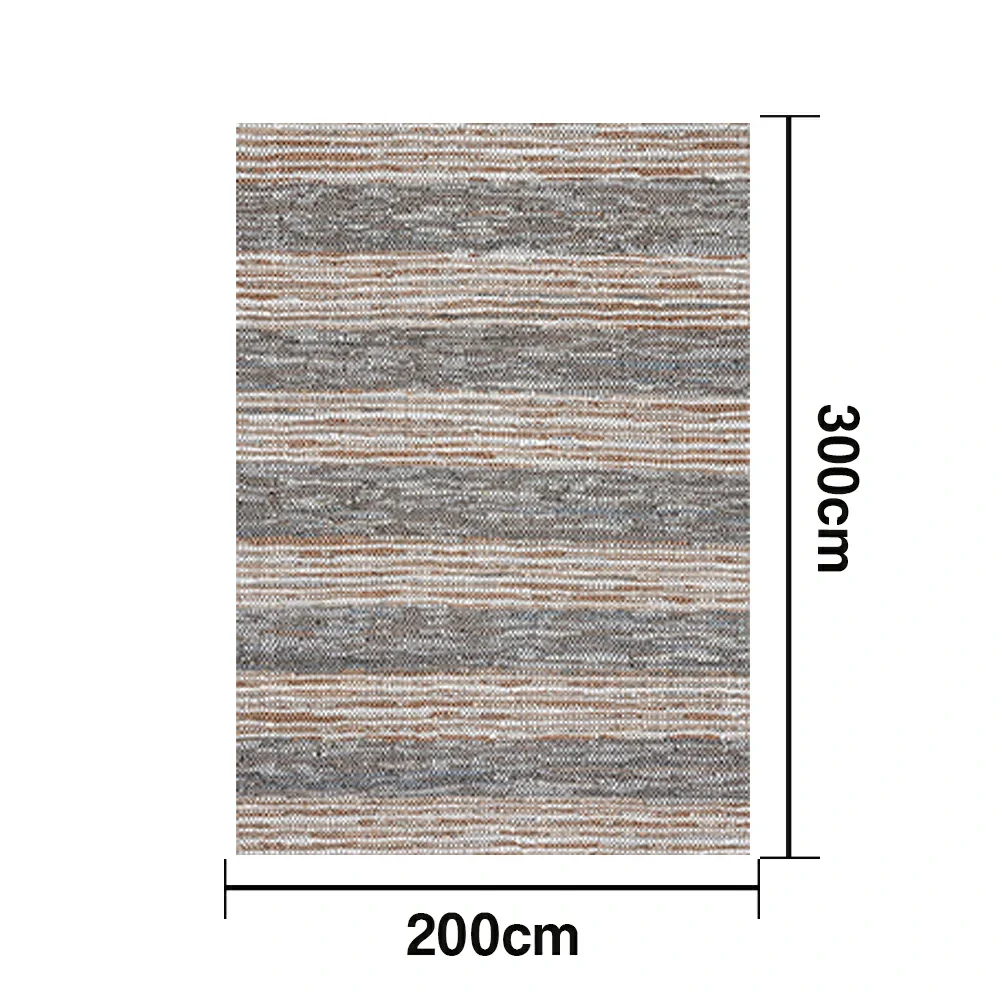 LIVARA 160/200cm Grey-Blend Stripe Loop-Pile Rug - Non-Slip Eco Cotton-Latex Backing, Soft & Durable, Easy to Clean - Natural Grey Mix - Image 6