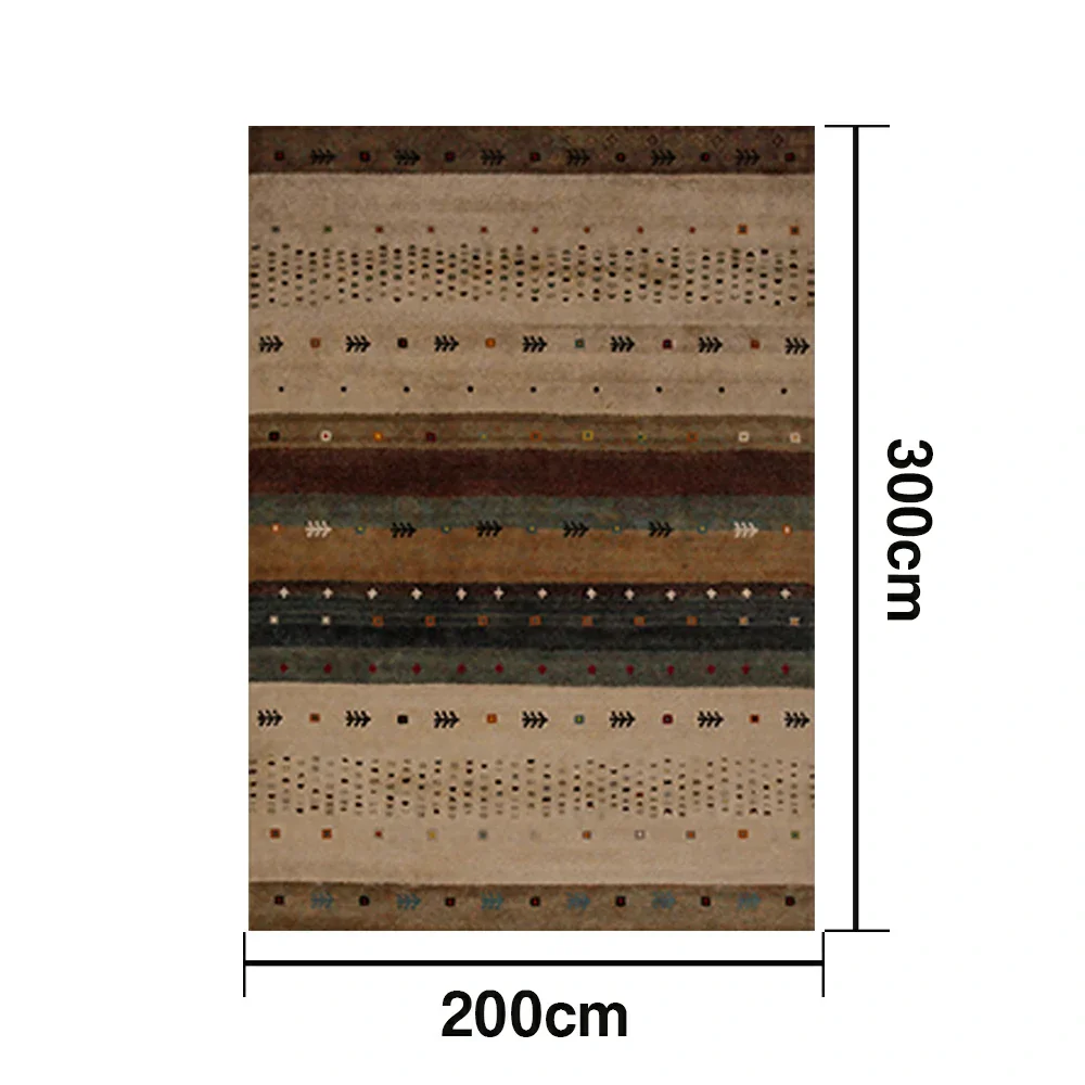 LIVARA 160/200cm Gabbeh Tribal-Stripe Loop-Pile Rug - Upgraded Non-Slip Eco Cotton-Latex Backing - Waterproof, Stain-Resistant, Soft & Durable - Warm Beige - Image 6