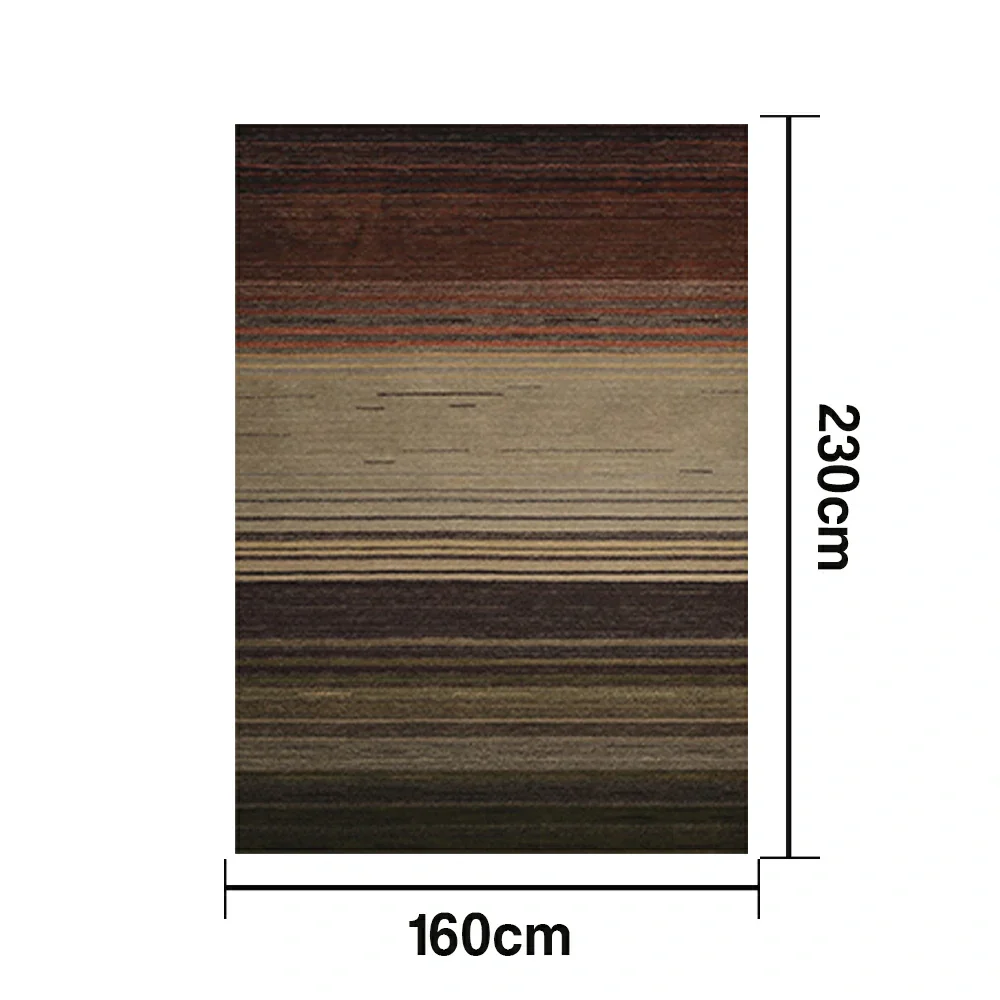 LIVARA 160/200cm Gabbeh Gradient-Stripe Loop-Pile Rug - Non-Slip Eco Cotton-Latex Backing - Waterproof, Stain-Resistant, Soft & Durable - Dark Earth Tone - Image 6