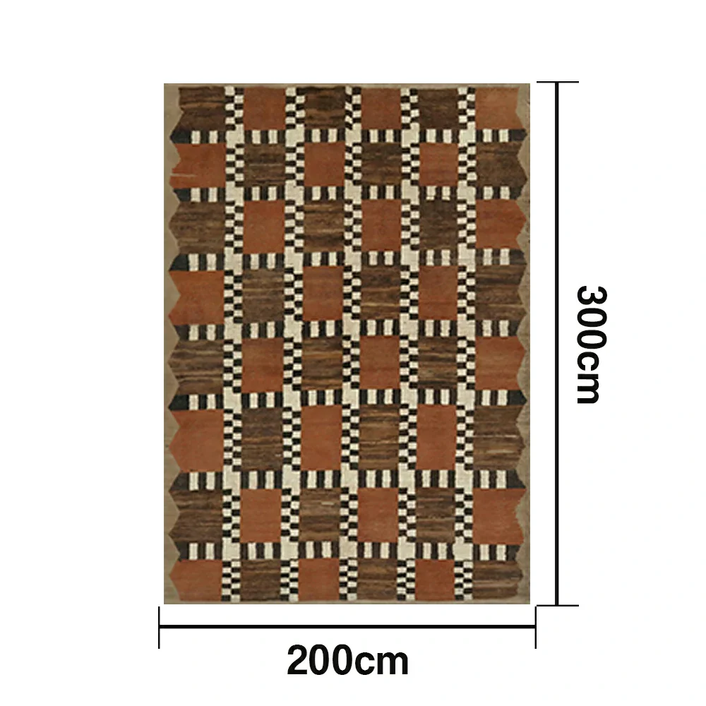 LIVARA 160/200cm Gabbeh Checker-Pattern Loop-Pile Rug - Non-Slip Eco Cotton-Latex Backing - Waterproof, Stain-Resistant, Soft & Durable - Terracotta Brown - Image 6