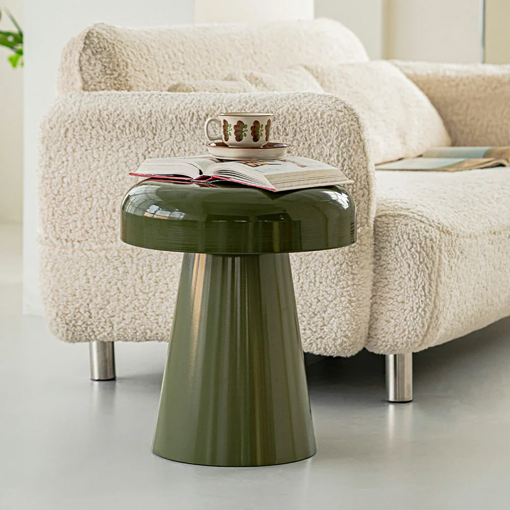 LIVARA Modern Side Table - Compact Metal Design, Smooth Gloss Finish, Stable Base for Living Room & Home Office, 46cm Height - Vintage Green - Image 2