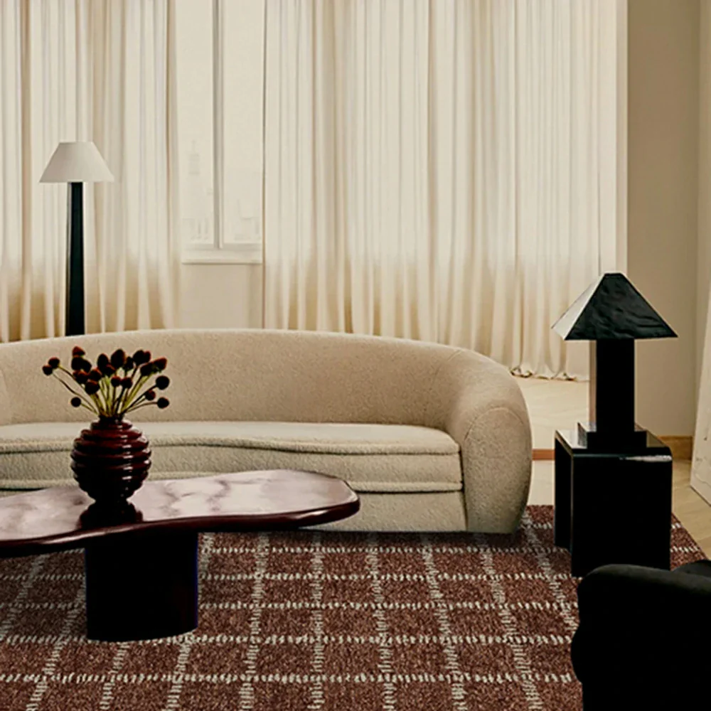 LIVARA 160/200cm Gabbeh Grid Pattern Loop-Pile Rug - Upgraded Non-Slip Eco Cotton-Latex Backing - Waterproof, Stain-Resistant, Soft & Durable - Brown - Image 4