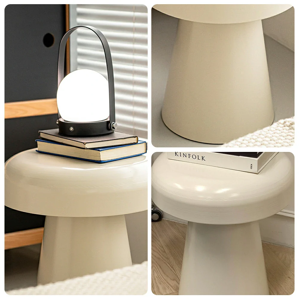 LIVARA Modern Side Table - Compact Metal Design, Smooth Gloss Finish, Stable Base for Living Room & Home Office, 46cm Height - White - Image 3