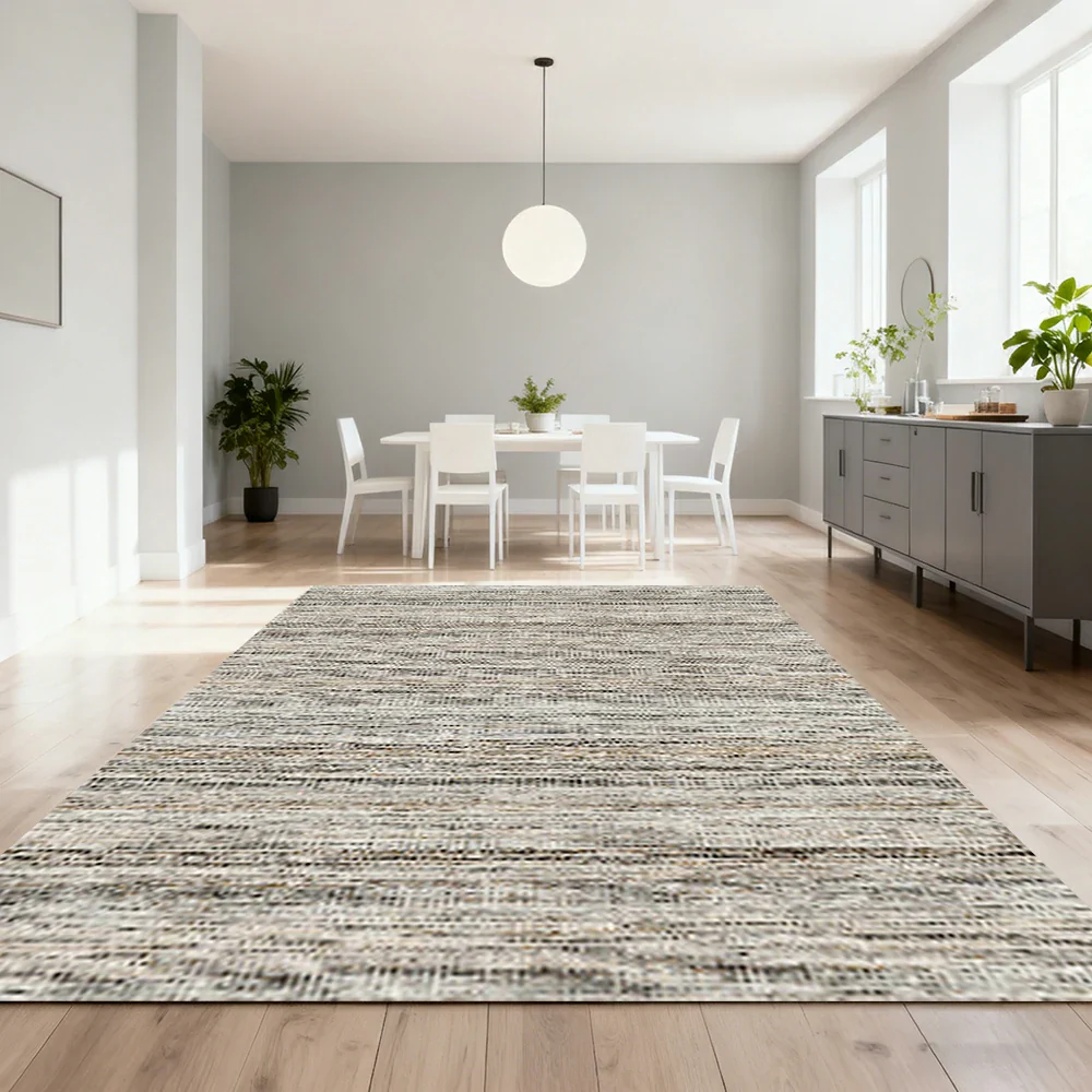 LIVARA 160/200cm Striped Loop-Pile Rug - Upgraded Non-Slip Eco Cotton-Latex Backing - Waterproof, Stain-Resistant, Soft & Durable - Grey Mix - Image 2