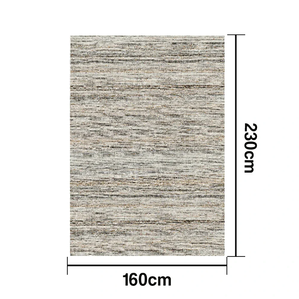 LIVARA 160/200cm Striped Loop-Pile Rug - Upgraded Non-Slip Eco Cotton-Latex Backing - Waterproof, Stain-Resistant, Soft & Durable - Grey Mix - Image 5