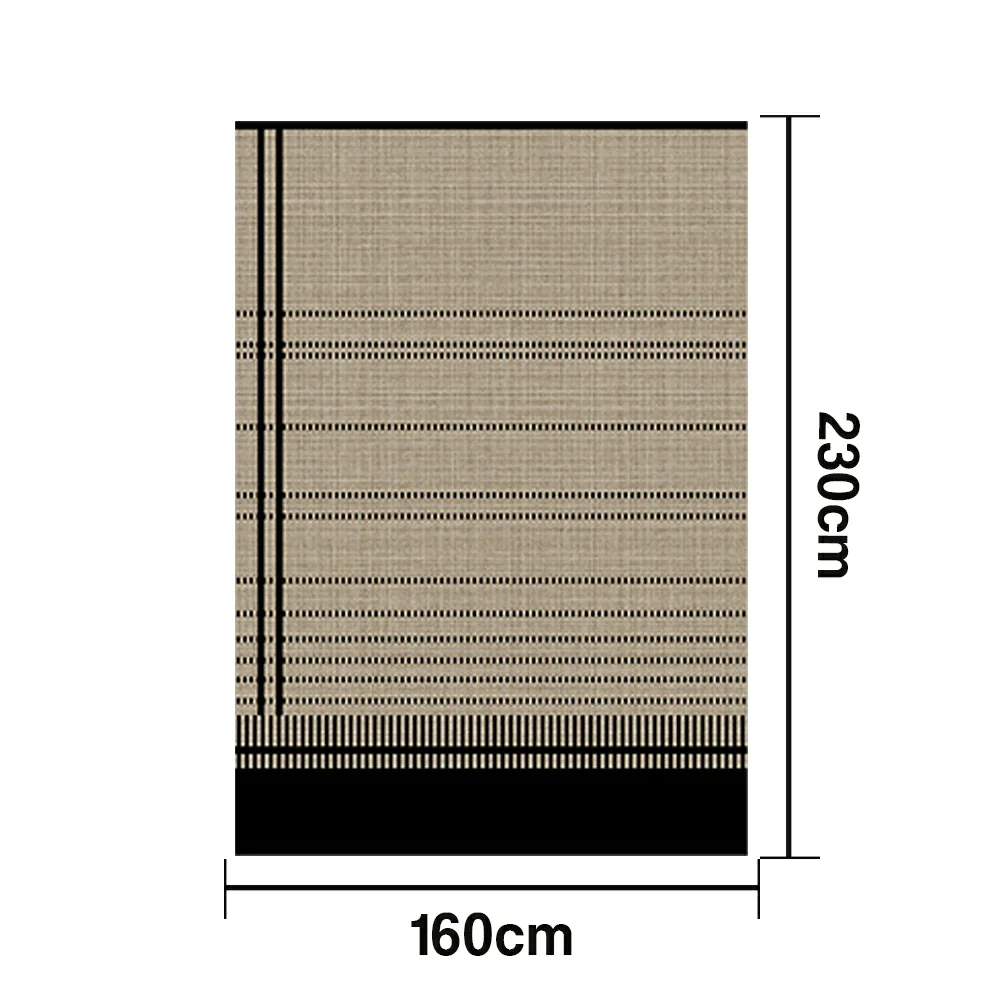 LIVARA 160/200cm Modern Striped Loop-Pile Rug - Upgraded Non-Slip Eco Cotton-Latex Backing - Waterproof, Stain-Resistant, Soft & Durable - Black Beige - Image 5