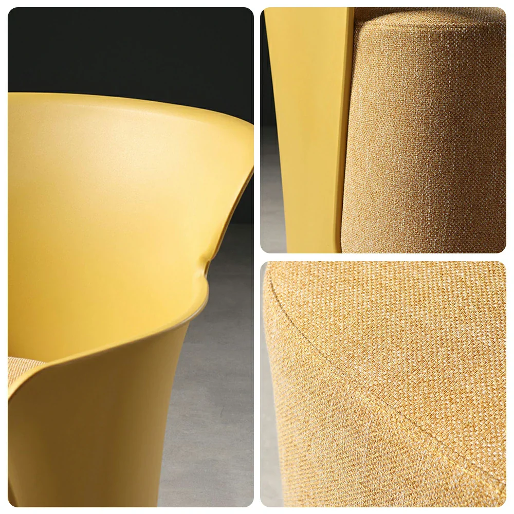 LIVARA Modern Sculptural Accent Armchair - Ergonomic Wraparound Backrest, Cushioned Seat with Fabric Upholstery, Stylish Single Sofa Chair for Living Room & Lounge - Yellow - Image 3