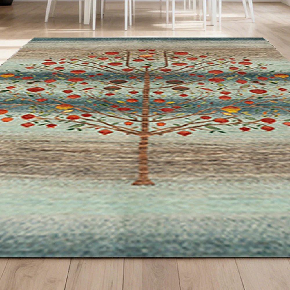 LIVARA 160/200cm Tree-of-Life Gabbeh Loop-Pile Rug - Upgraded Non-Slip Eco Cotton-Latex Backing - Waterproof, Stain-Resistant, Soft & Durable - Blue - Image 3
