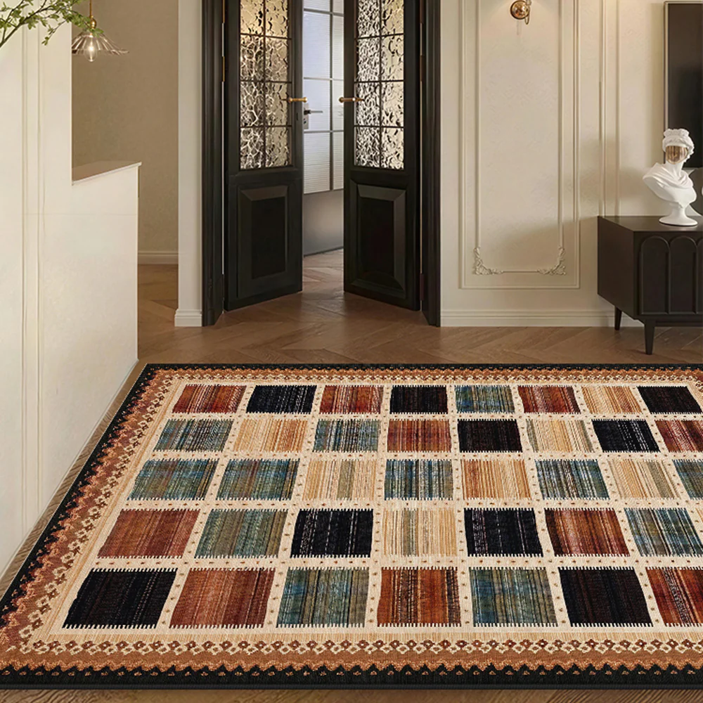 LIVARA 160/200cm Gabbeh Checkered Loop-Pile Rug - Non-Slip Eco Cotton-Latex Backing - Waterproof, Stain-Resistant, Soft & Durable - Image 4