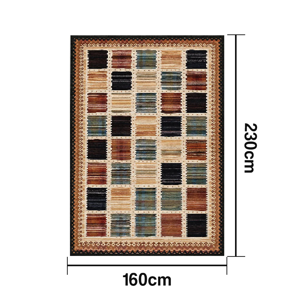LIVARA 160/200cm Gabbeh Checkered Loop-Pile Rug - Non-Slip Eco Cotton-Latex Backing - Waterproof, Stain-Resistant, Soft & Durable - Image 5