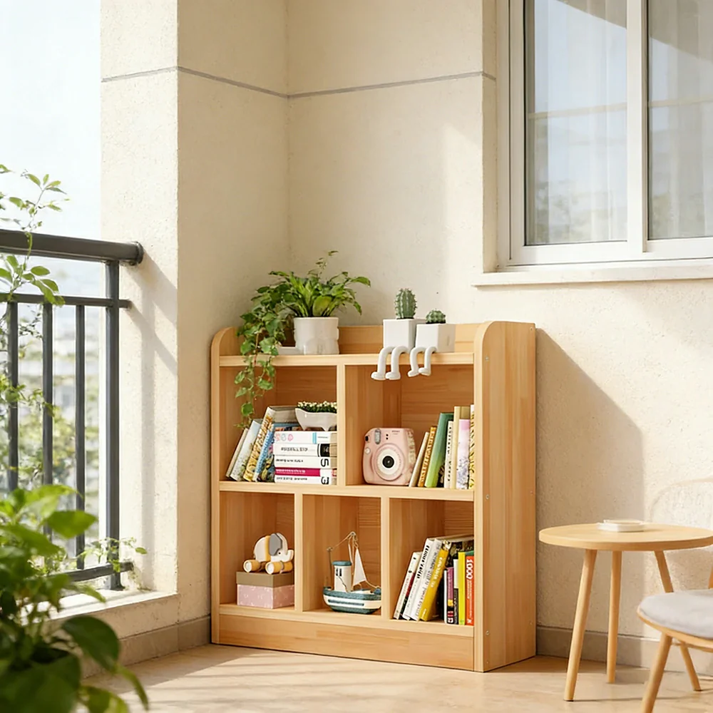 LIVARA Solid Wood 2-Tier Toy Storage Cabinet 60/80cm - Child-Safe Rounded Edges, Space-Saving Open Shelves, Eco-Friendly Kids Organiser - Natural Wood - Image 7