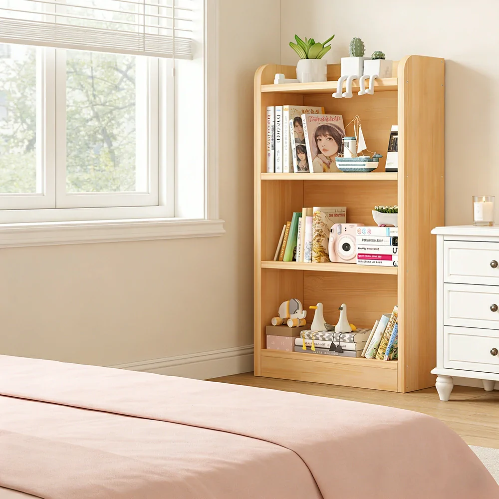 LIVARA Solid Wood 3-Tier Toy Storage Cabinet 60/80cm - Large Capacity Shelves, Child-Safe Rounded Edges, Space-Saving Kids Organiser - Natural Wood - Image 4
