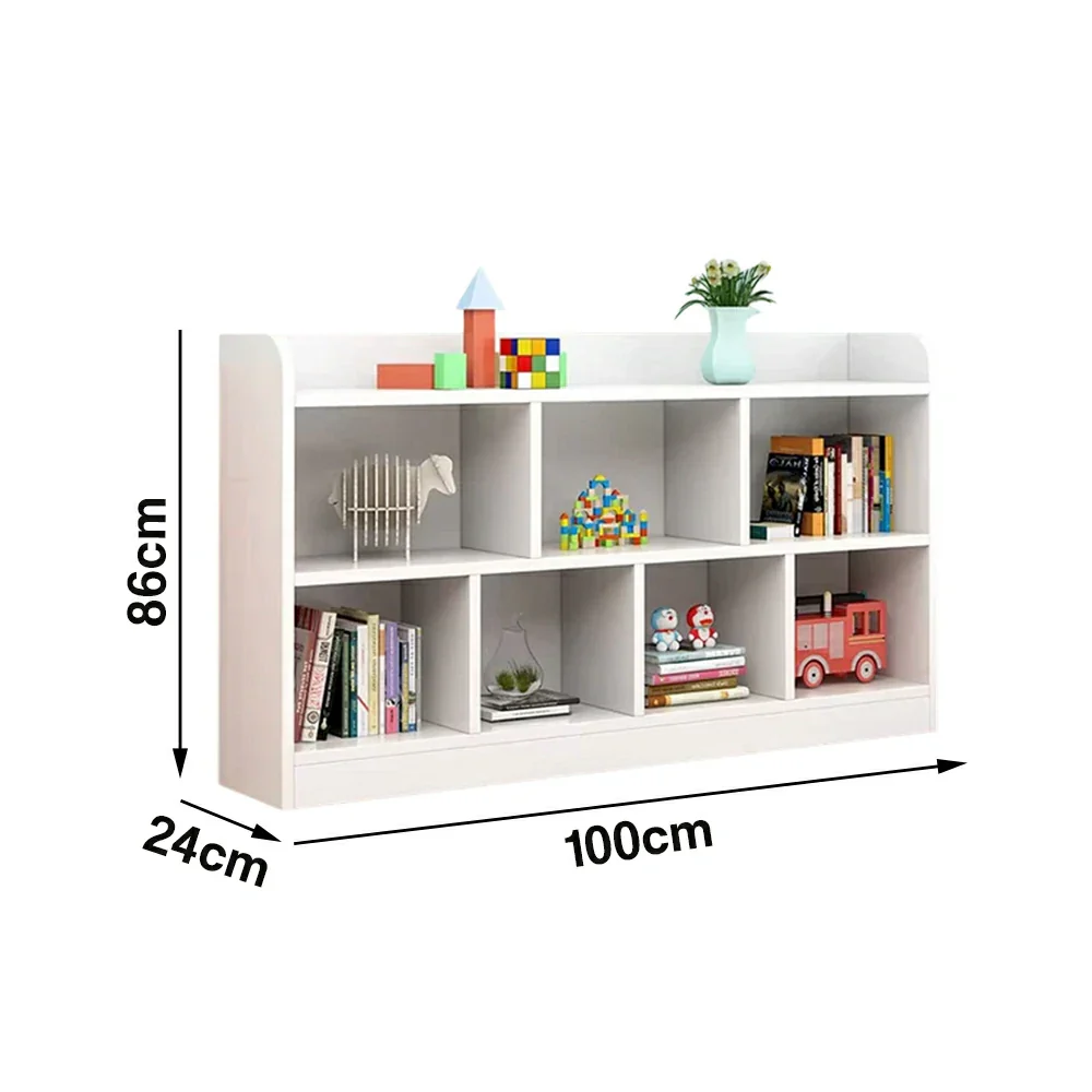 LIVARA Solid Wood 2-Tier Toy Storage Cabinet 80/100cm - Large Open Shelves, Child-Safe Rounded Design, Eco Board Kids Organiser - White - Image 10