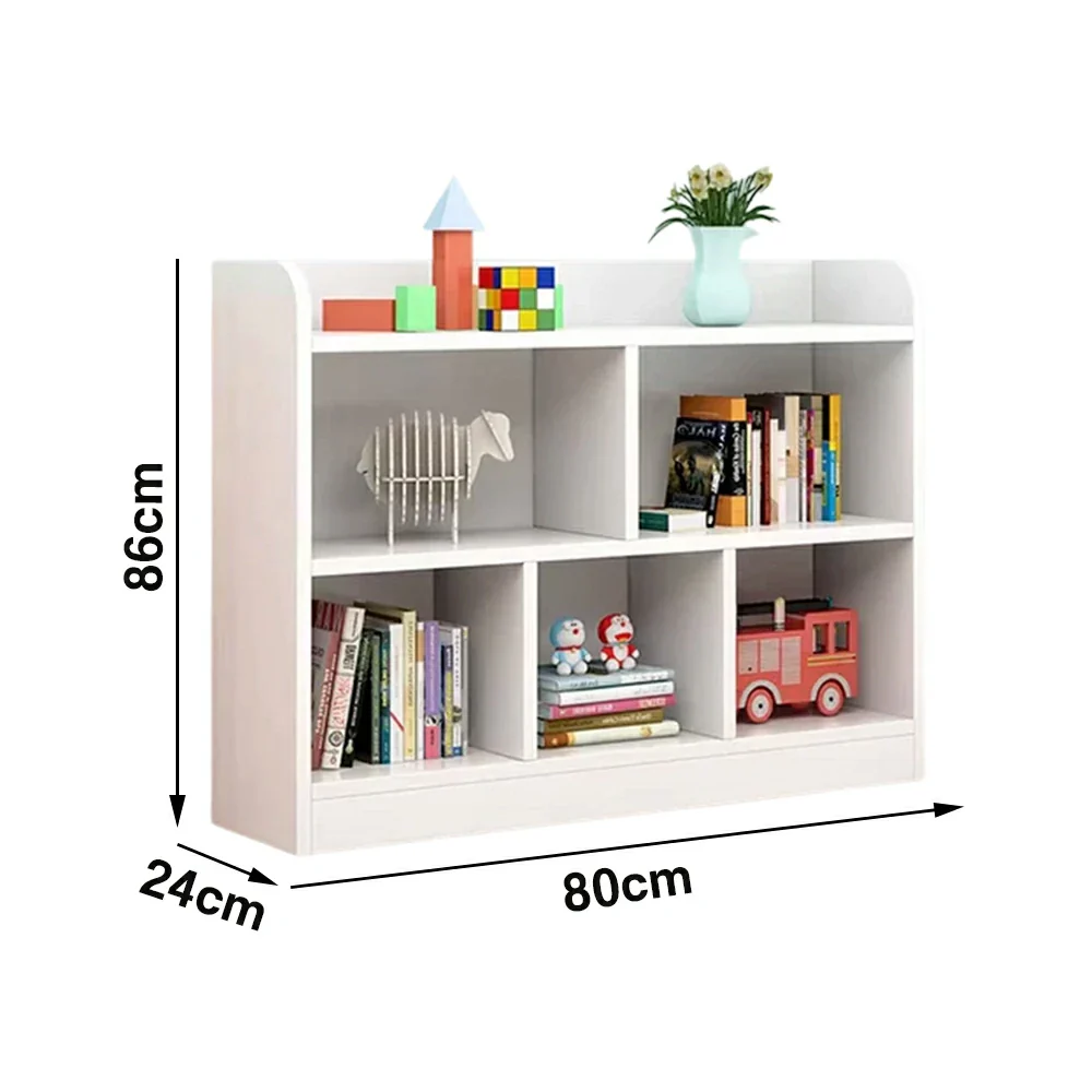 LIVARA Solid Wood 2-Tier Toy Storage Cabinet 80/100cm - Large Open Shelves, Child-Safe Rounded Design, Eco Board Kids Organiser - White - Image 5