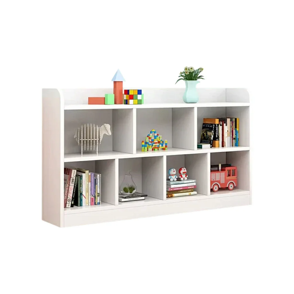 LIVARA Solid Wood 2-Tier Toy Storage Cabinet 80/100cm - Large Open Shelves, Child-Safe Rounded Design, Eco Board Kids Organiser - White - Image 6