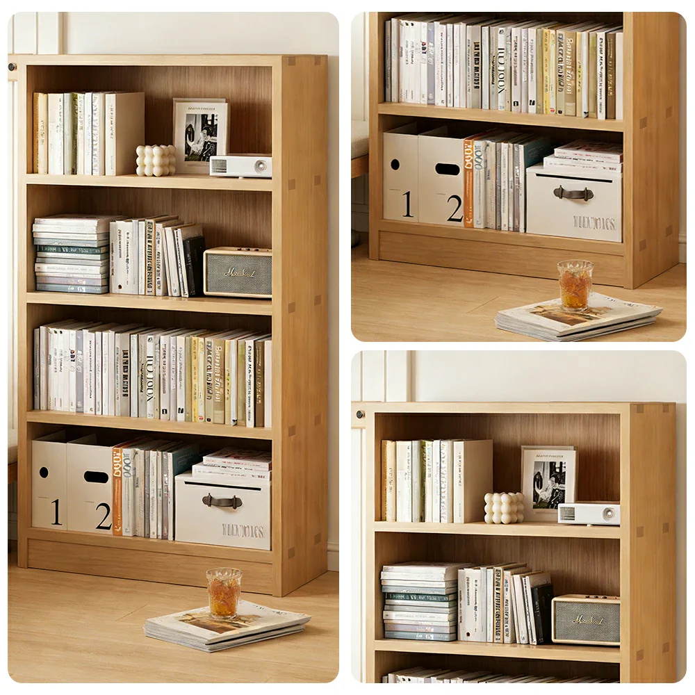 LIVARA Solid Wood 4/5-Tier Bookshelf - Large Capacity Vertical Storage, Sturdy Open Shelving for Home & Office - Natural Wood - Image 3