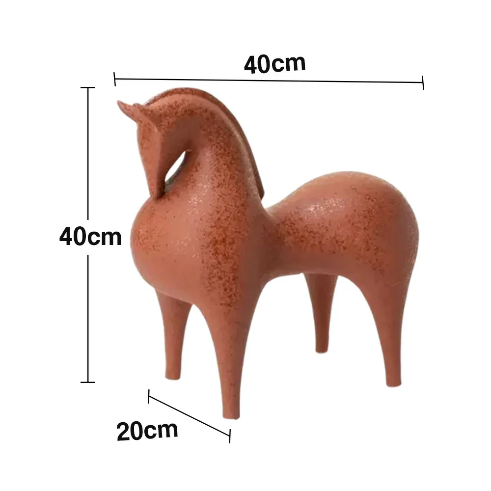 LIVARA Red Horse Ceramic Sculpture Handcrafted Stone-Like Texture Polished Glaze Artistic Design for Modern Spaces - Image 5