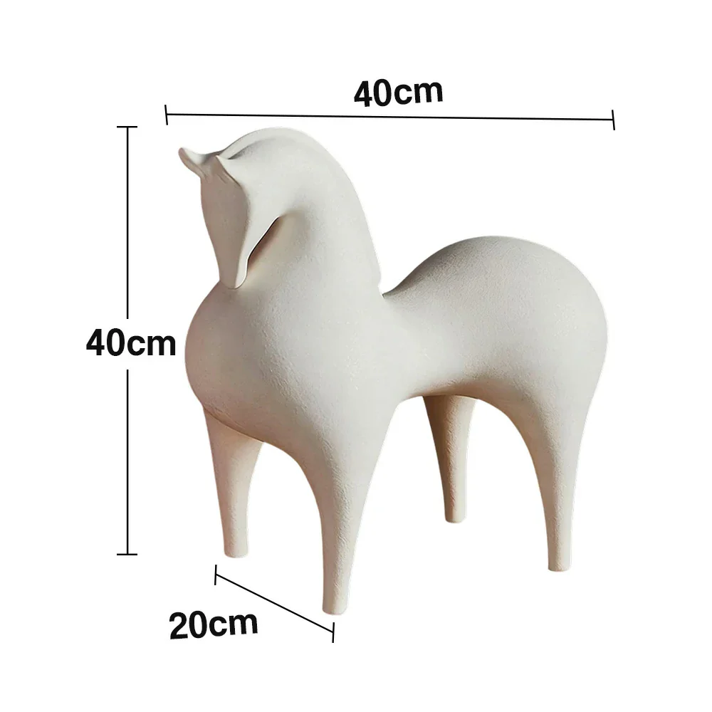 LIVARA White Horse Ceramic Sculpture Handcrafted Stone-Like Texture Polished Glaze Artistic Design for Modern Spaces - Image 5