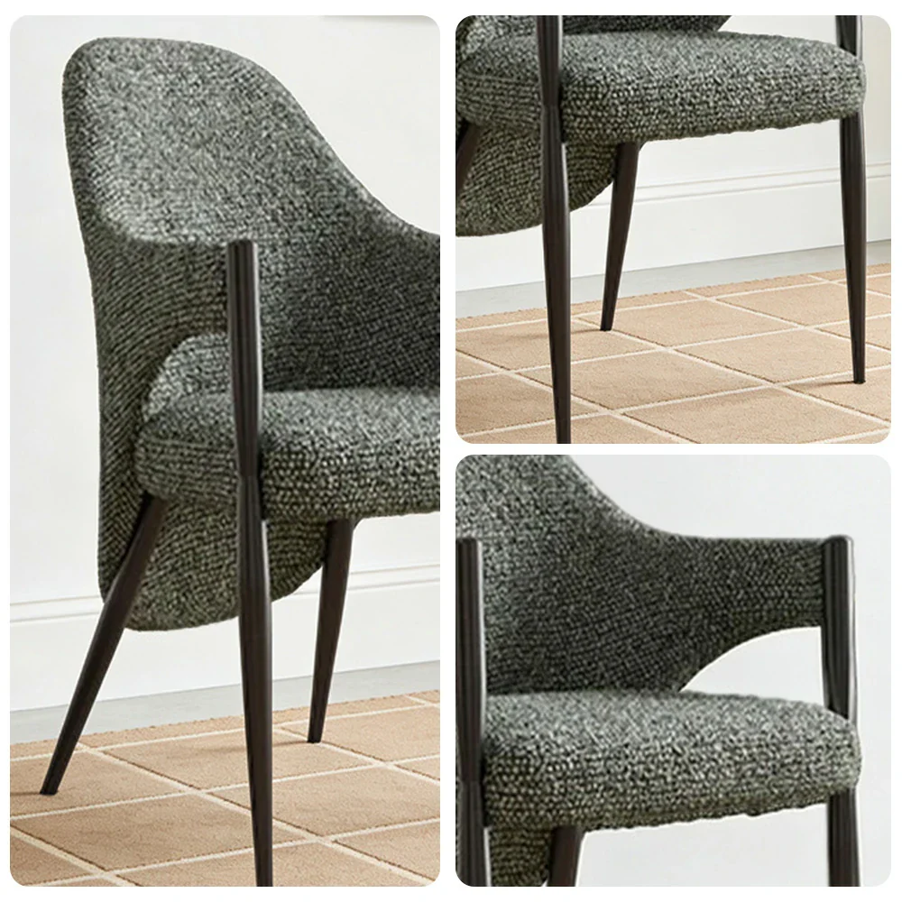 LIVARA Armchair Curved Design High-Resilience Foam Black Titanium Stainless Steel Frame Comfortable Seat - Green - Image 3