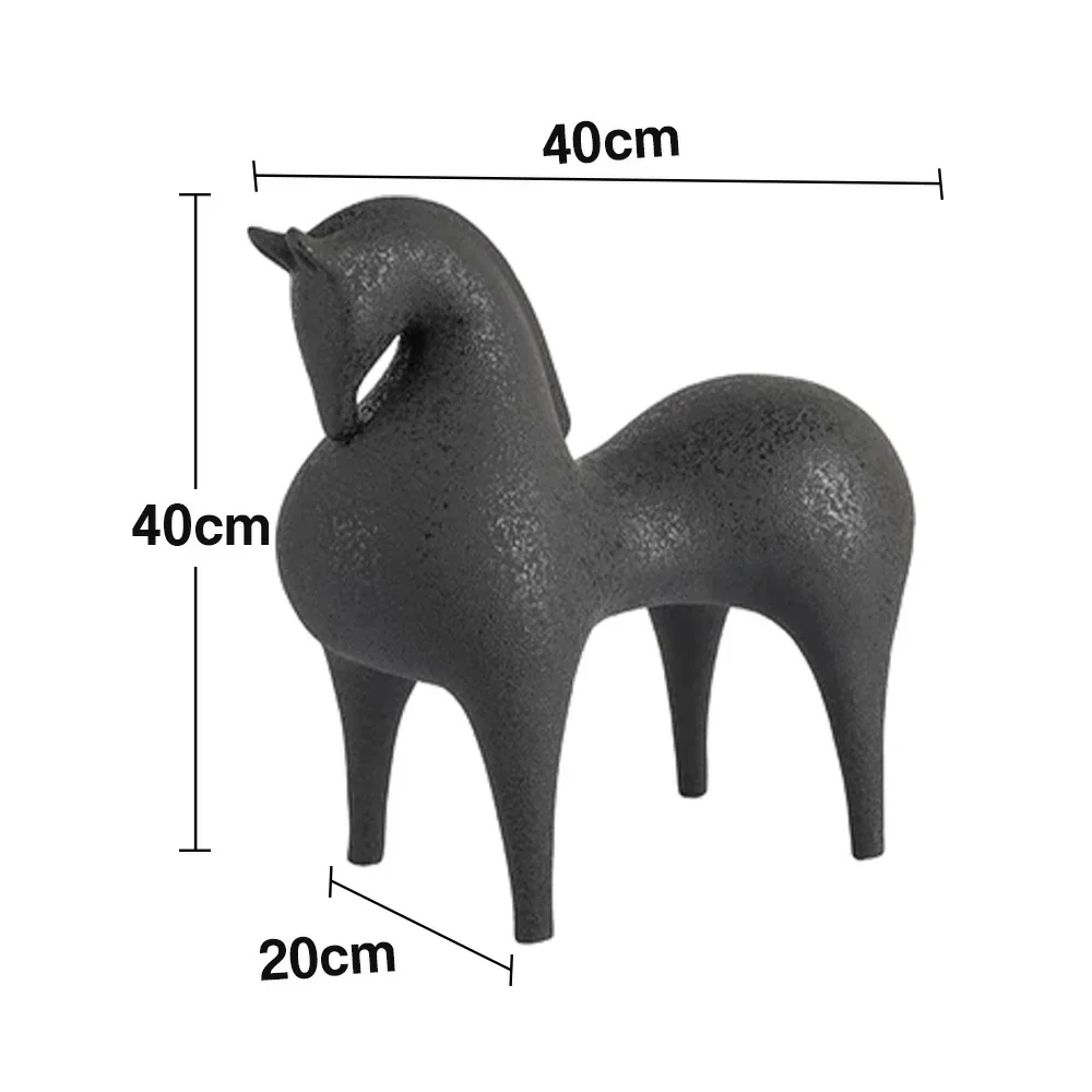 LIVARA Black Horse Ceramic Sculpture Handcrafted Stone-Like Texture Polished Glaze Artistic Design for Modern Spaces - Image 5