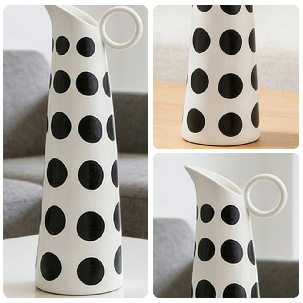 LIVARA Ceramic Decorative Ornament Small-Handle Vase Form Matte Ceramic Handcrafted Stone-Texture Finish - Image 3