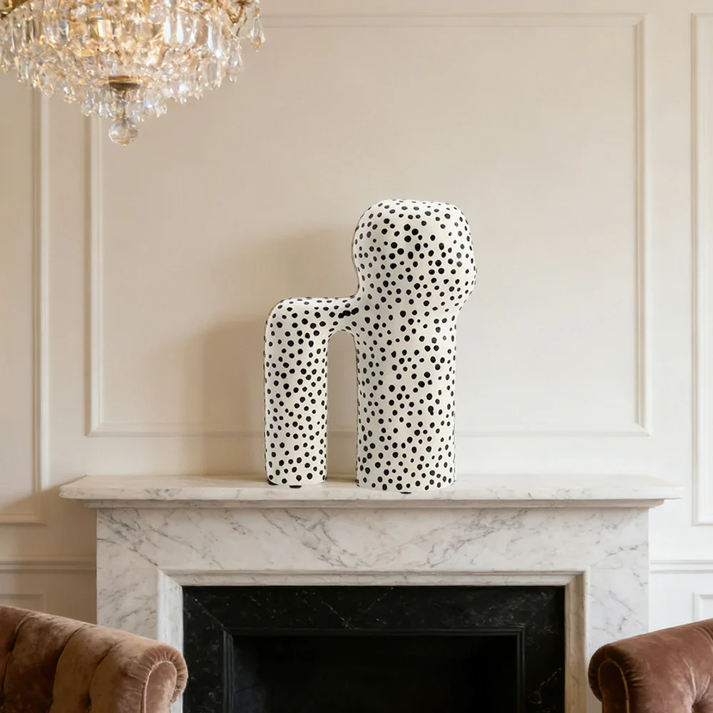LIVARA Ceramic Decorative Ornament Light Art Sculpture Modern Artistic Display Matte Ceramic Handcrafted Stone-Texture Design - White - Image 4