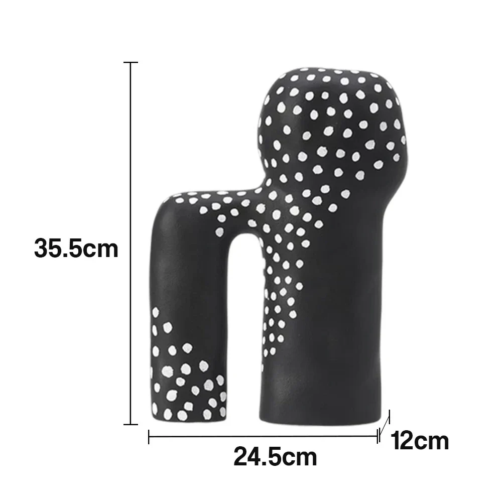LIVARA Ceramic Decorative Ornament Light Art Sculpture Modern Artistic Display Matte Ceramic Handcrafted Stone-Texture Design - Black - Image 5