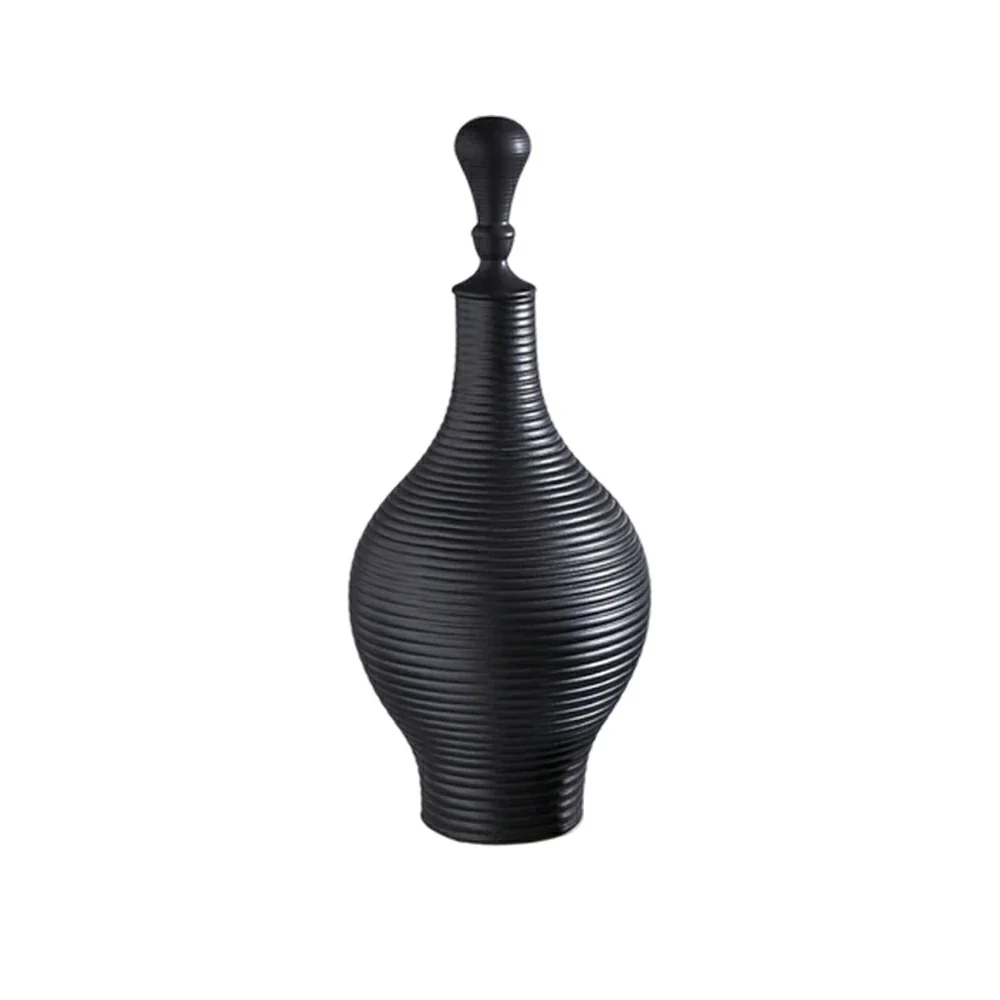 LIVARA Ceramic Decorative Ornament Large Tuzosen Cocoon Jar Form Artistic Display Matte Ceramic Handcrafted Stone-Texture Design