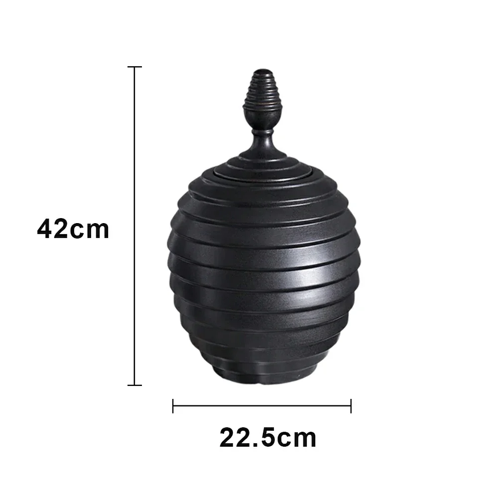 LIVARA Ceramic Decorative Ornament Medium Tuzosen Cocoon Jar Form Artistic Display Matte Ceramic Handcrafted Stone-Texture Design - Image 5