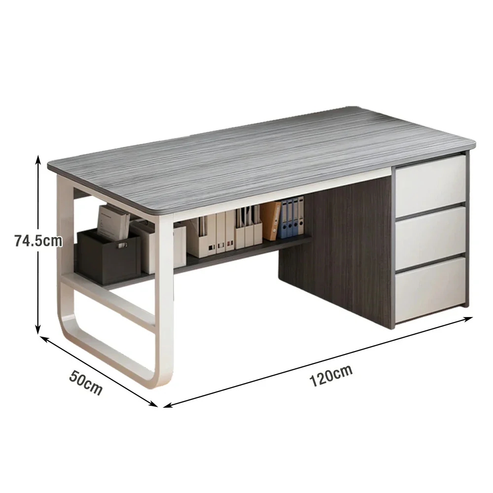 LIVARA Office Desk 100/120/140cm Space-Saving Design, Thickened Panels, Stable U-Legs, Rounded Edge - Grey - Image 10