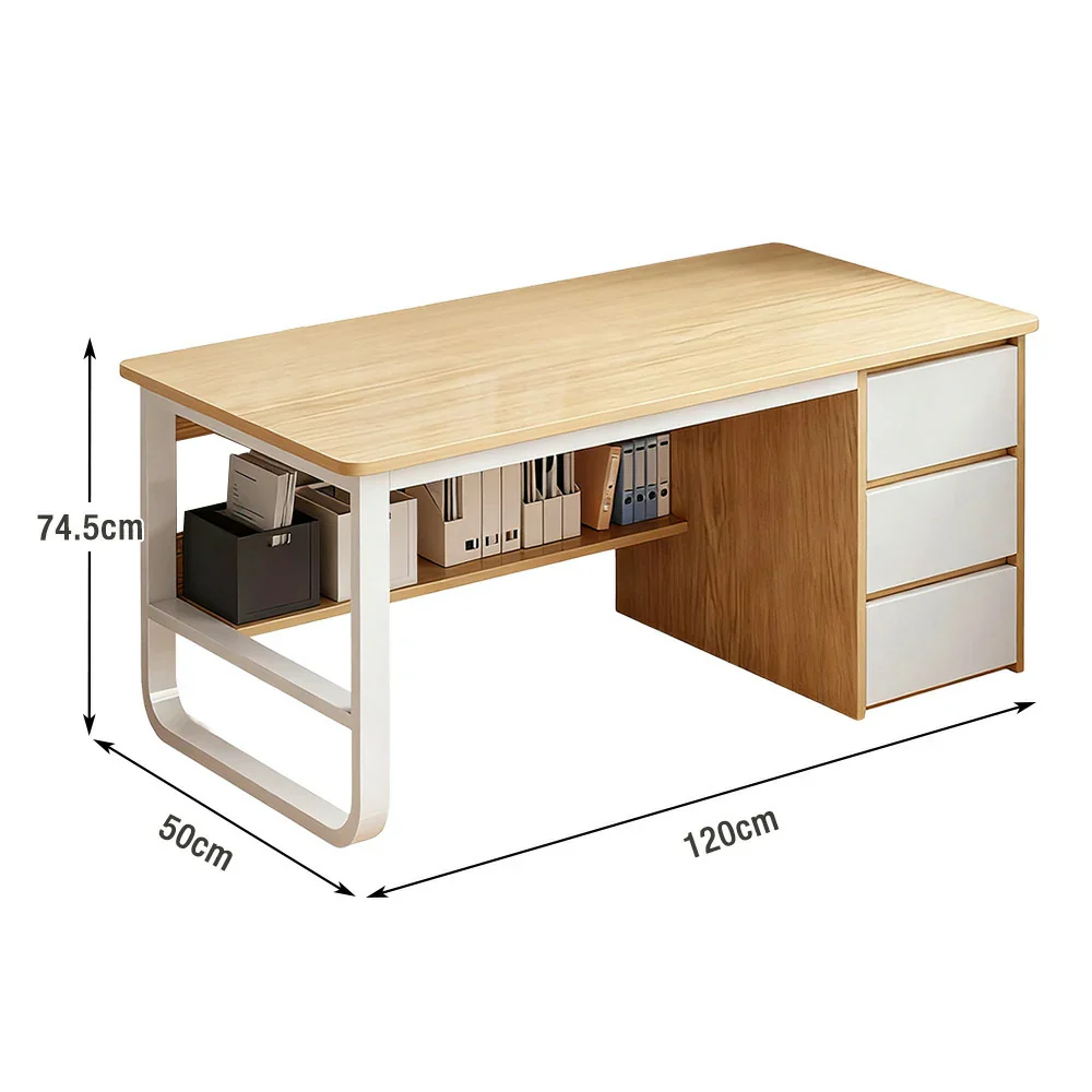 LIVARA Office Desk 100/120/140cm Space-Saving Design, Thickened Panels, Stable U-Legs, Rounded Edge - Wood - Image 10