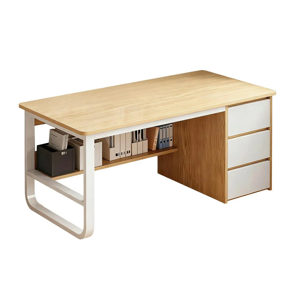LIVARA Office Desk 100/120/140cm Space-Saving Design, Thickened Panels, Stable U-Legs, Rounded Edge - Wood - Image 6