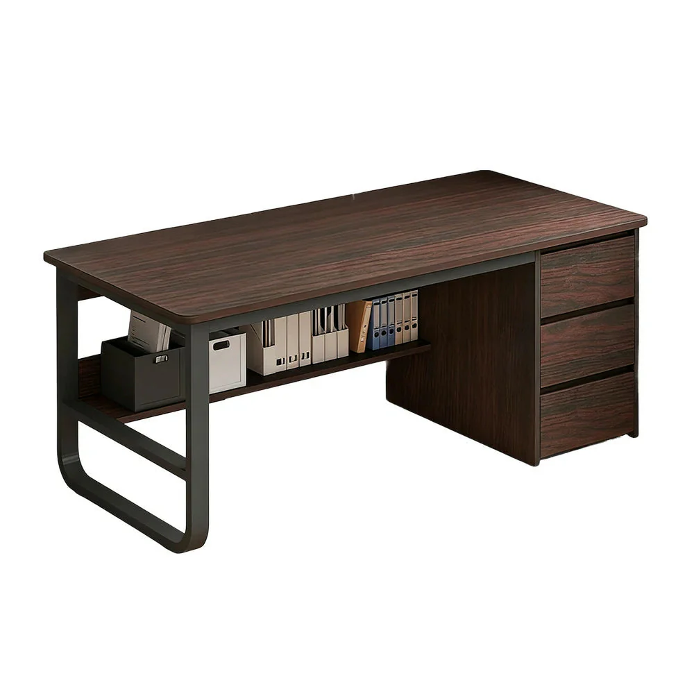 LIVARA Office Desk 100/120/140cm Space-Saving Design, Thickened Panels, Stable U-Legs, Rounded Edge - Walnut - Image 11