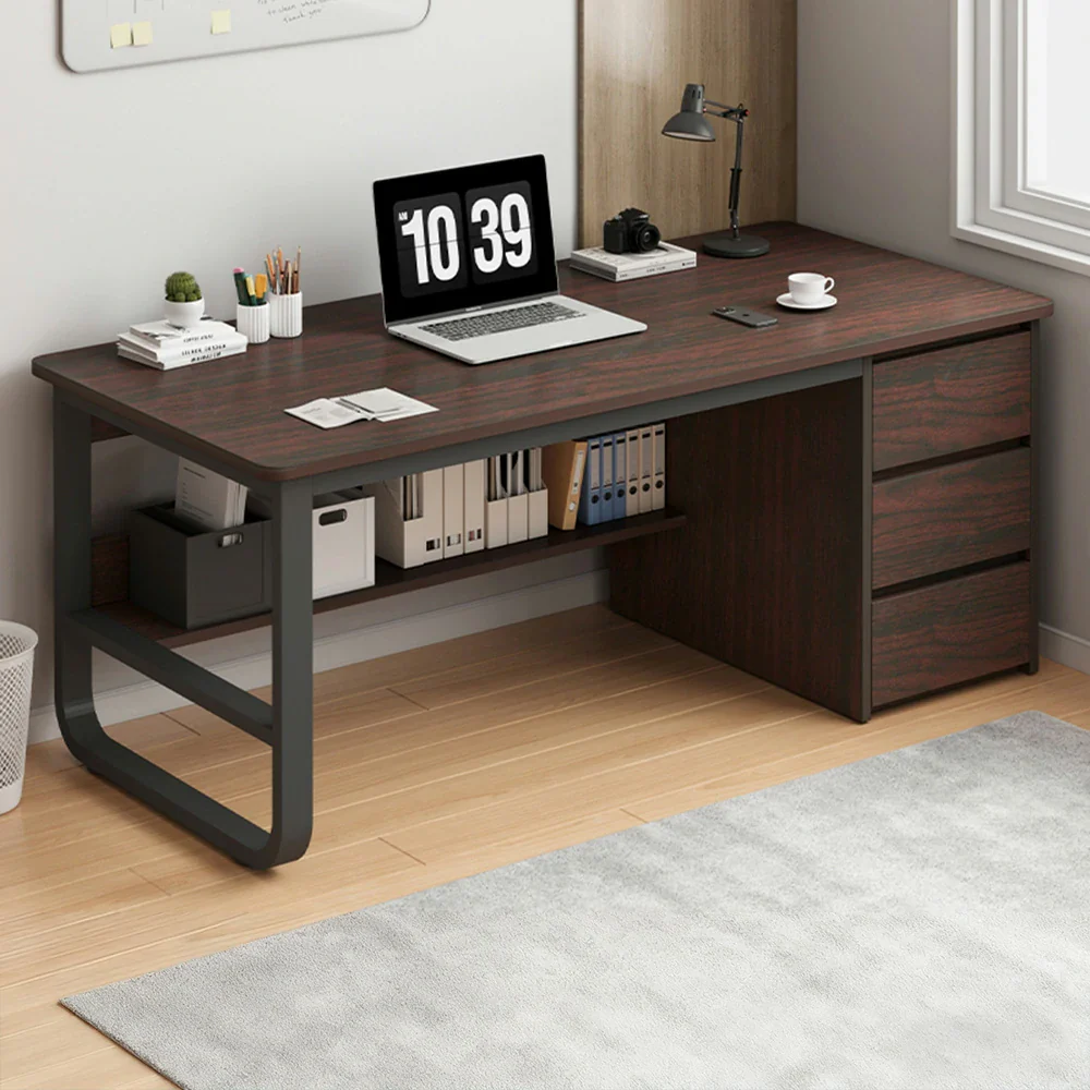 LIVARA Office Desk 100/120/140cm Space-Saving Design, Thickened Panels, Stable U-Legs, Rounded Edge - Walnut - Image 12