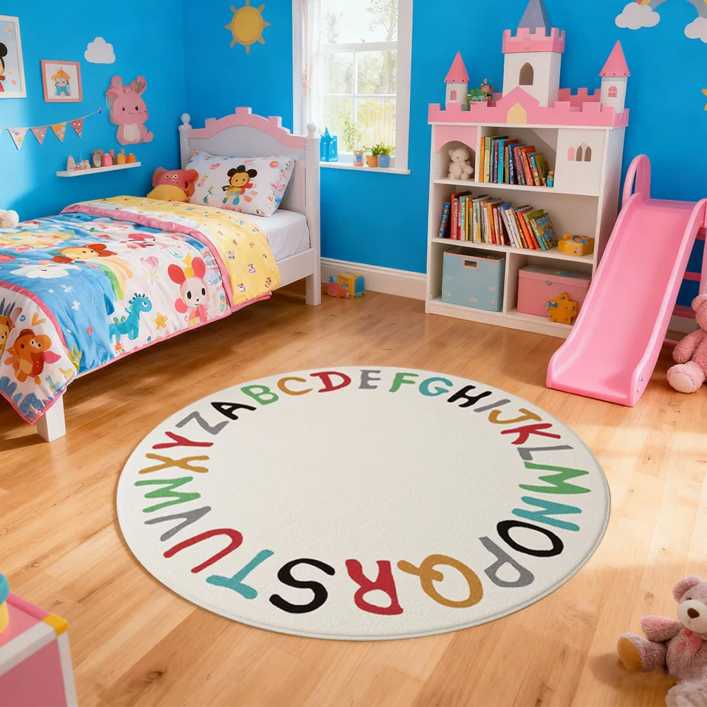 LIVARA Kids Plush Play Mat Non Slip High Density Soft Surface Durable Cozy and Floor Protective Colorful Letters Theme - Image 4