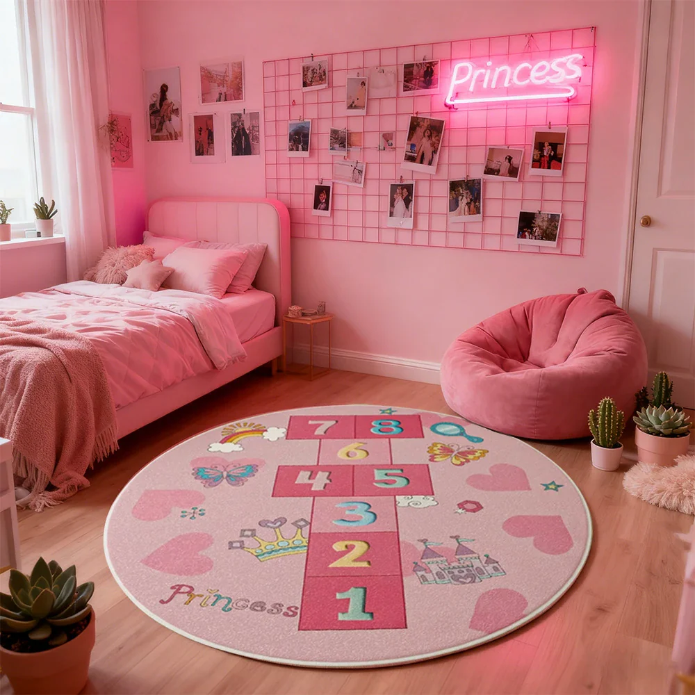 LIVARA Kids Plush Play Mat Non Slip High Density Soft Surface Durable Cozy and Floor Protective Pink House Theme - Image 4