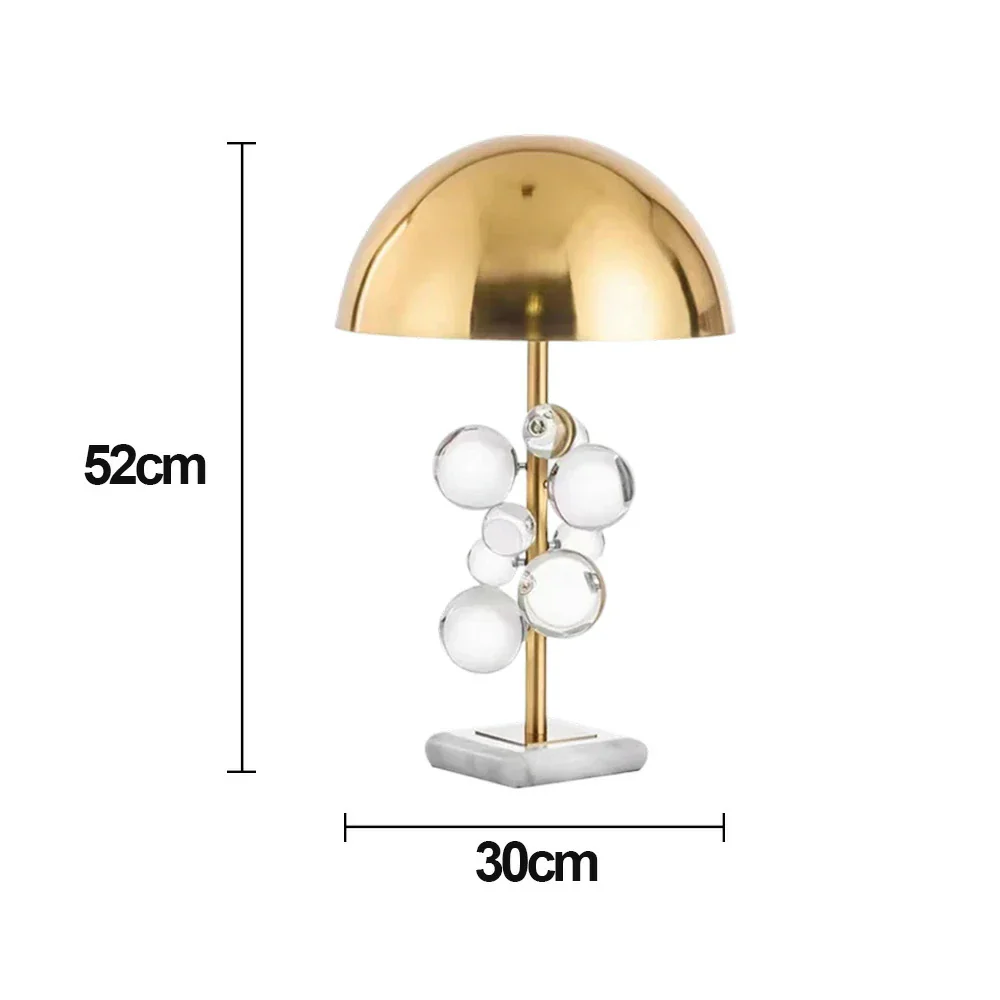 LIVARA 52/58cm Table Lamp Electroplated Metal Shade Natural Marble Base Crystal Ball Lighting Soft Warm Light & Artistic Design - Image 5