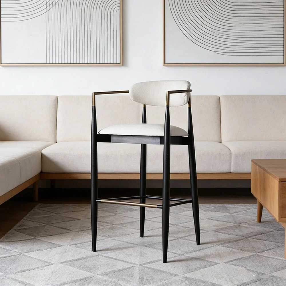 LIVARA Lounge Chair Half-Round Backrest High-Resilience Foam Solid Wood Tapered Legs Comfortable Seat - White - Image 4