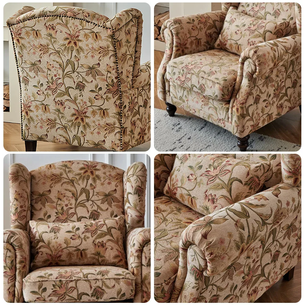 LIVARA Tulip Fabric Armchair - Chenille Upholstery, Solid Wood Frame, Feather+Foam Cushion, Ergonomic Support, Modern Retro Cigar-Style Single Sofa Chair - Blue - Image 3