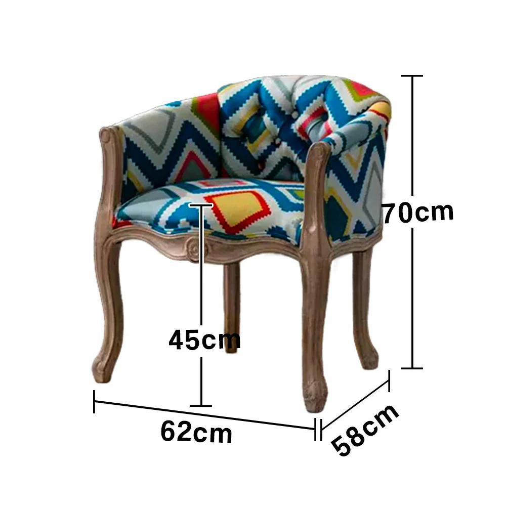 LIVARA Bohemian Vintage Accent Armchair - Colorful Fabric Upholstery, Solid Wood Frame, Tufted Backrest, Elegant Living Room Single Sofa Chair - Bohemian Style - Image 5