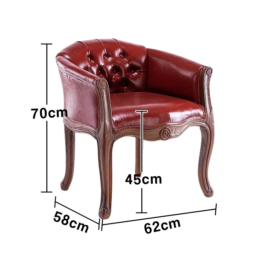 LIVARA Color Patchwork Vintage Accent Armchair - Colorful Patchwork Fabric Upholstery, Solid Wood Frame, Tufted Backrest, Elegant Living Room Single Sofa Chair - Mahogany - Image 5