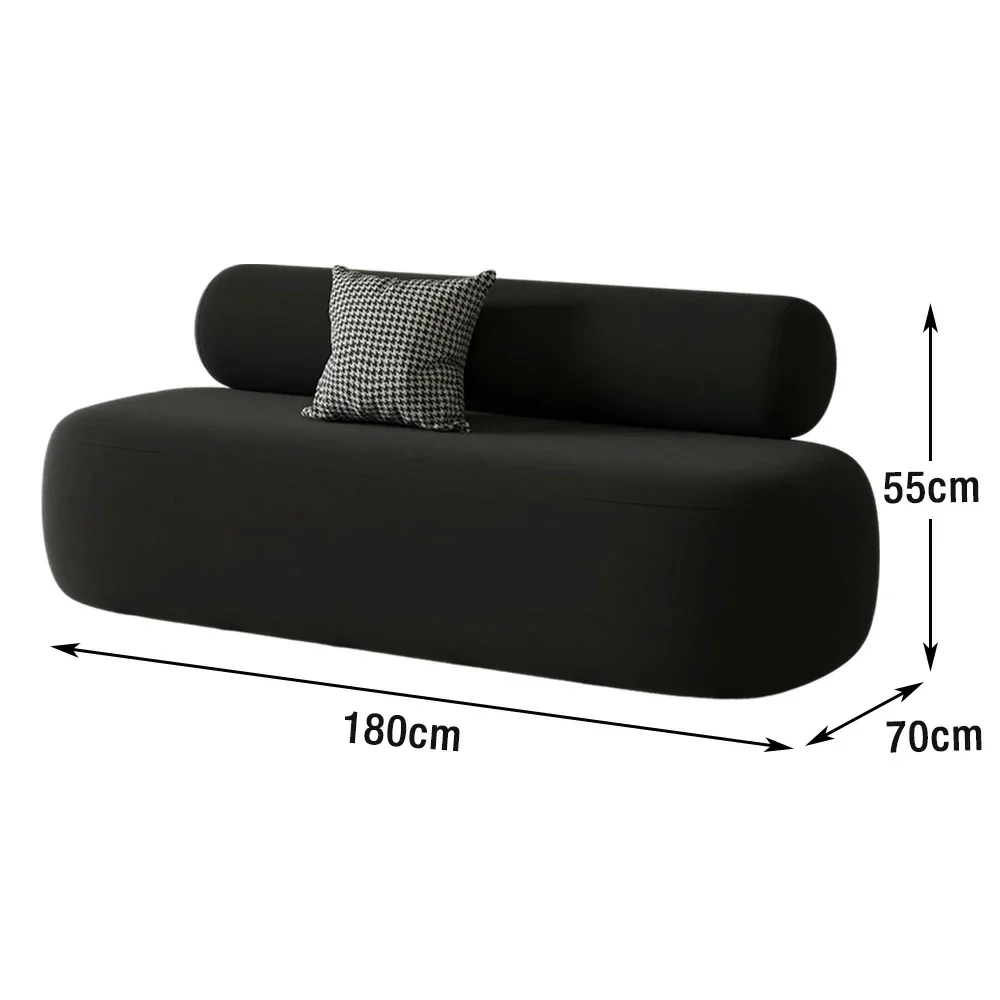 LIVARA 90/120/180cm Sofa Velvet Upholstered, Ergonomic Curved Design, High-Density Sponge, Soft Touch, Durable Comfort - Black - Image 15