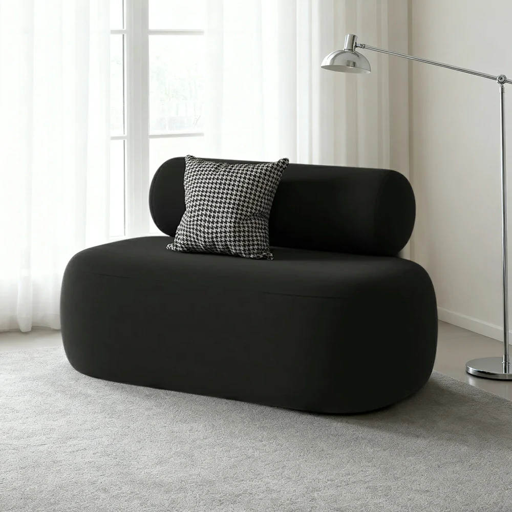 LIVARA 90/120/180cm Sofa Velvet Upholstered, Ergonomic Curved Design, High-Density Sponge, Soft Touch, Durable Comfort - Black - Image 7
