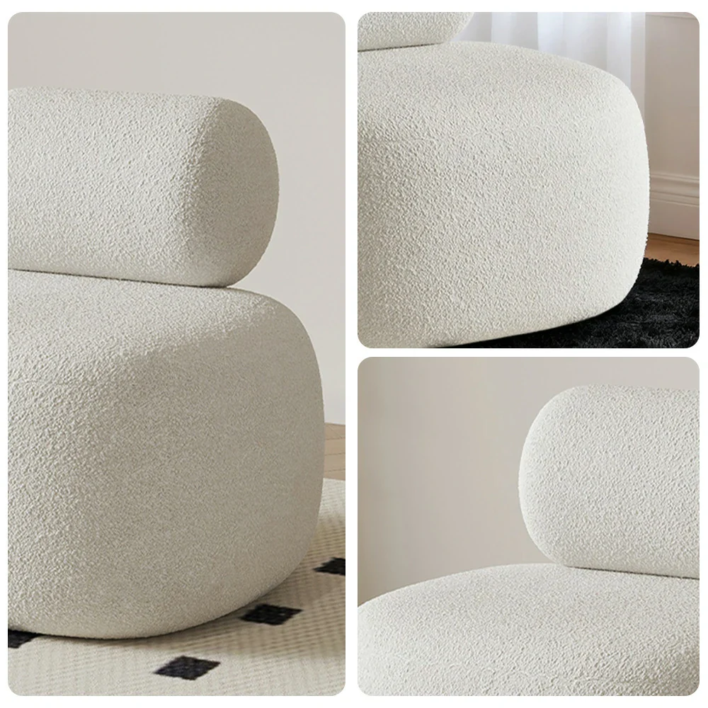LIVARA 90/120/180cm Sofa Lamb Fleece Upholstered, Ergonomic Curved Design, High-Density Sponge, Soft Touch, Durable Comfort - White - Image 3