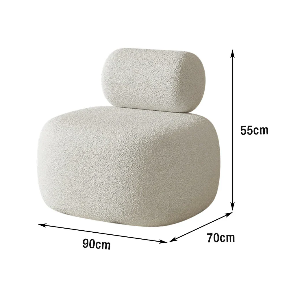 LIVARA 90/120/180cm Sofa Lamb Fleece Upholstered, Ergonomic Curved Design, High-Density Sponge, Soft Touch, Durable Comfort - White - Image 5
