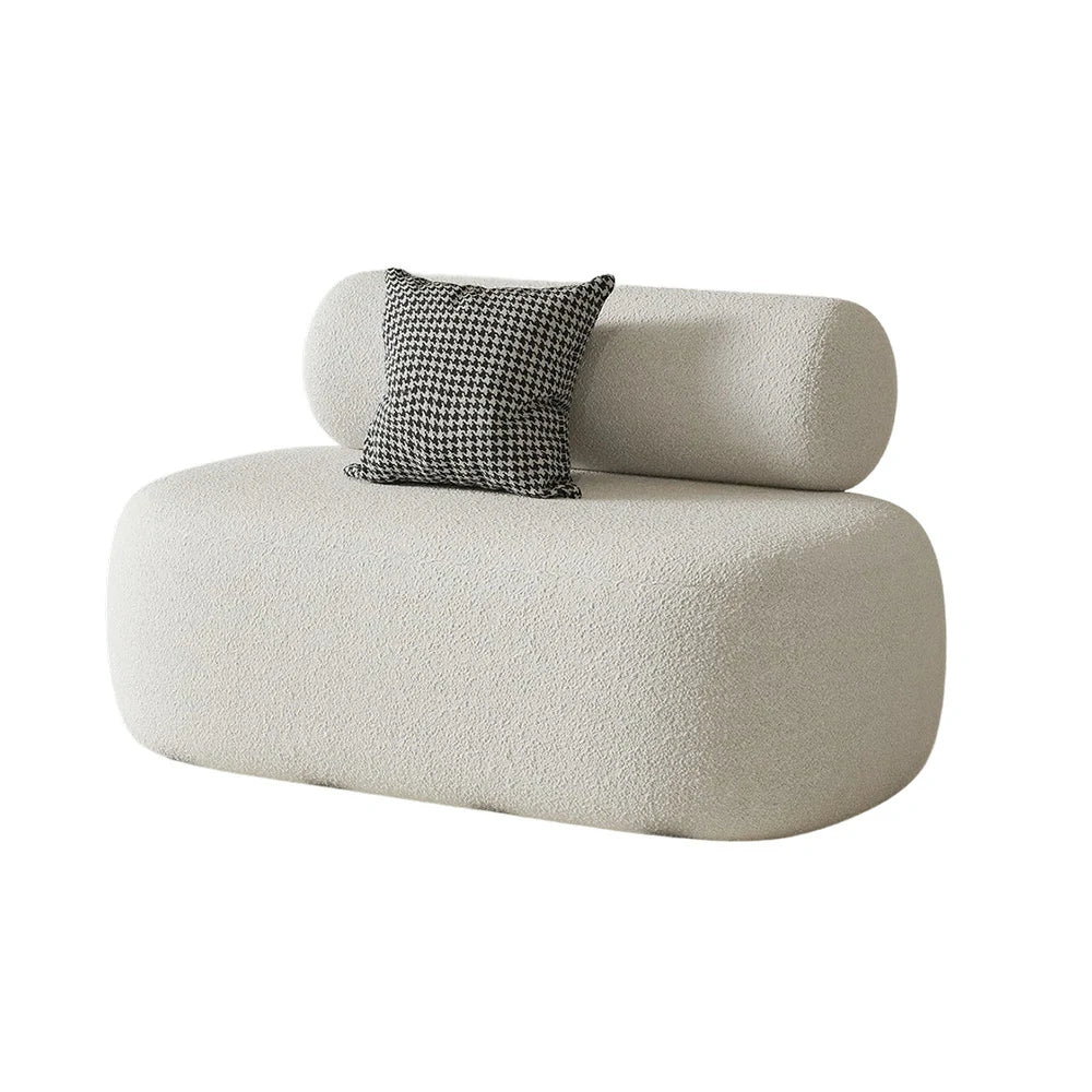 LIVARA 90/120/180cm Sofa Lamb Fleece Upholstered, Ergonomic Curved Design, High-Density Sponge, Soft Touch, Durable Comfort - White - Image 6