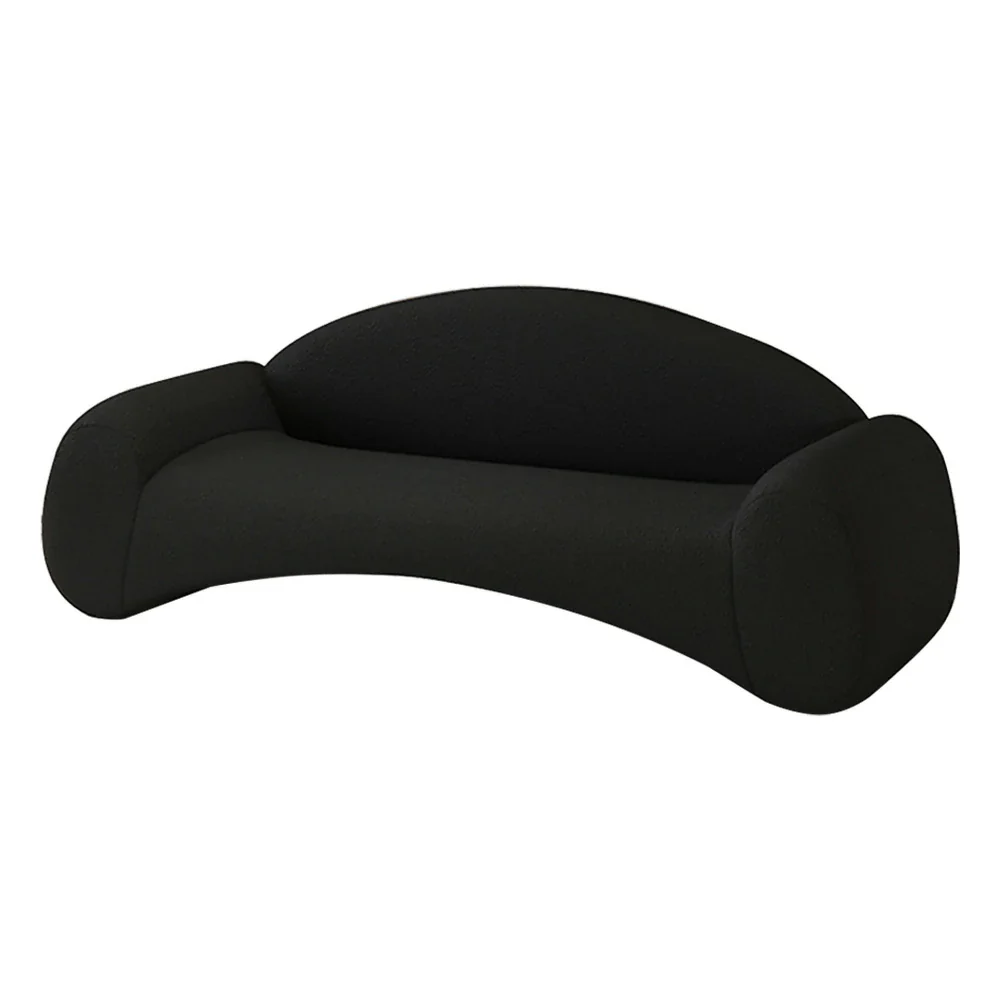 LIVARA 170/210cm Sofa Cat-Scratch-Resistant Leather Upholstered, Waterproof, Easy-to-Clean, Ergonomic Curved Design, High-Density Sponge - Black