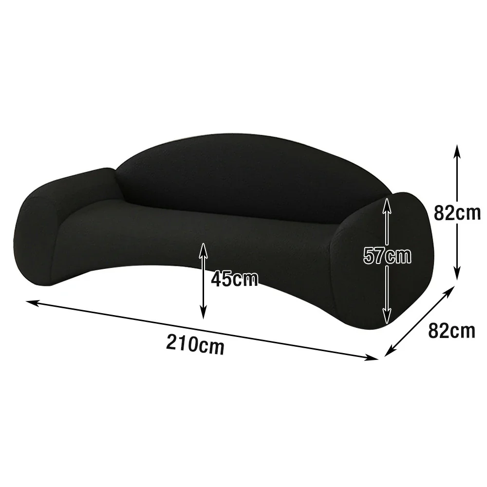LIVARA 170/210cm Sofa Cat-Scratch-Resistant Leather Upholstered, Waterproof, Easy-to-Clean, Ergonomic Curved Design, High-Density Sponge - Black - Image 6